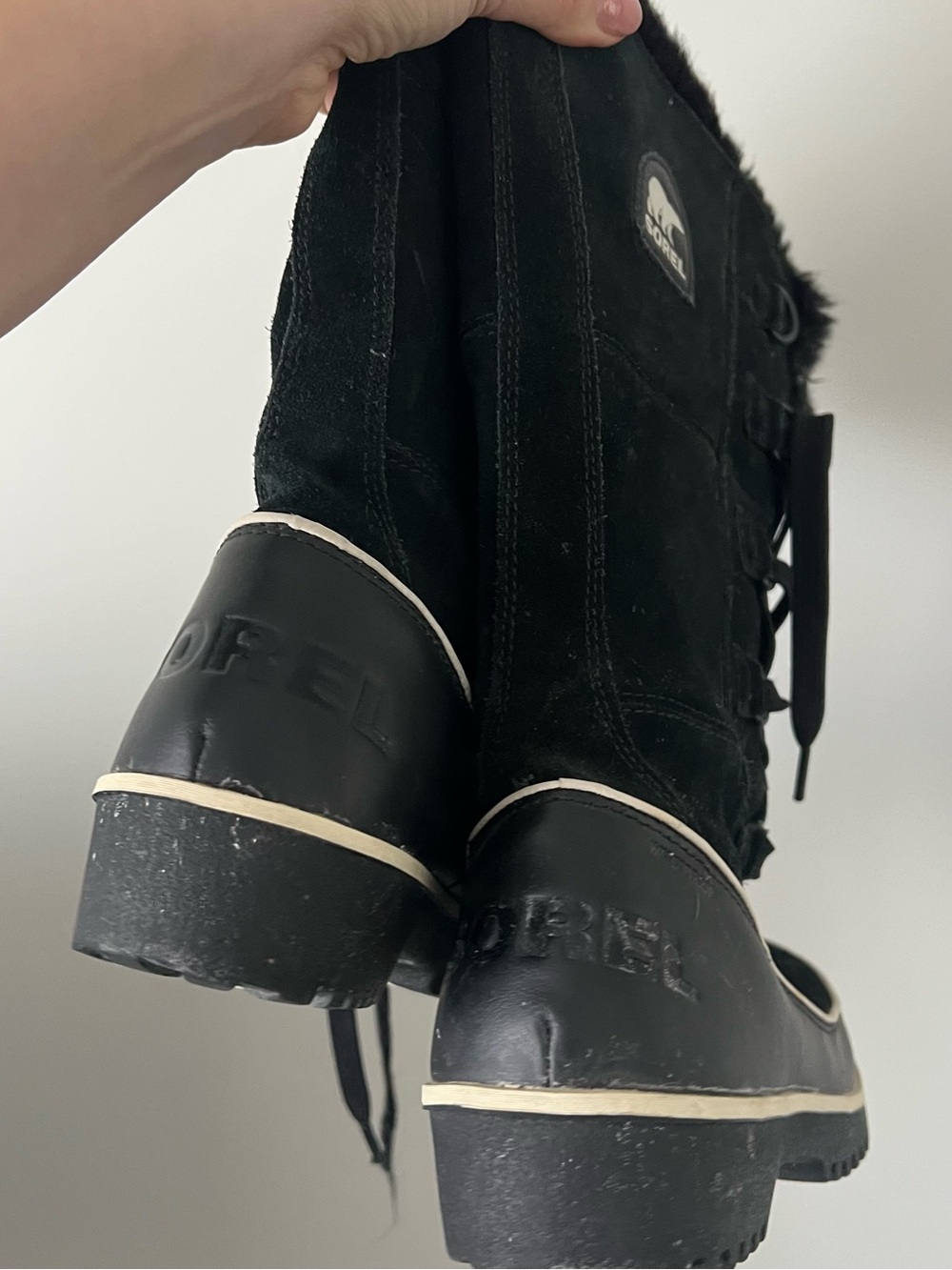Sorel Black Faux Fur Lace Up Winter Snow Boots Après Ski Y2K 8 - Picture 6 of 6